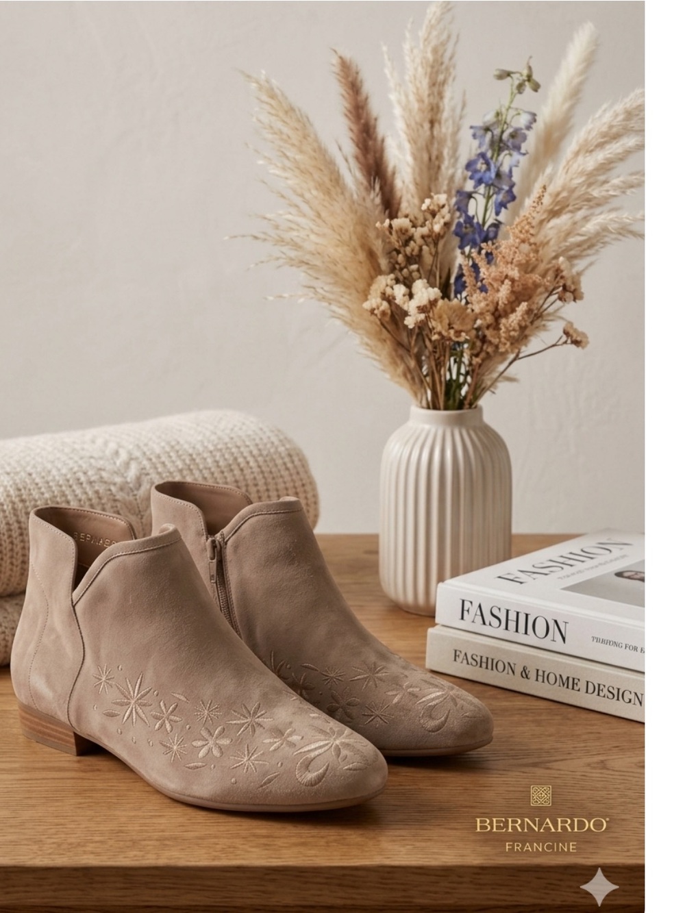 Bernardo Francine Embroidered Suede Ankle Boots Anthropologie Boho Western 8